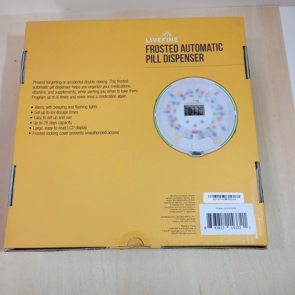 Livefine Frosted Automatic Pill Dispenser for 28 Days Alerts Sound Light - Picture 2 of 5